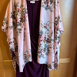 Women’s side wrap dress with floral kimono